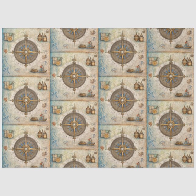 Papel De Seda Una serie de brújulas náuticas Diseño 13 (Anverso)