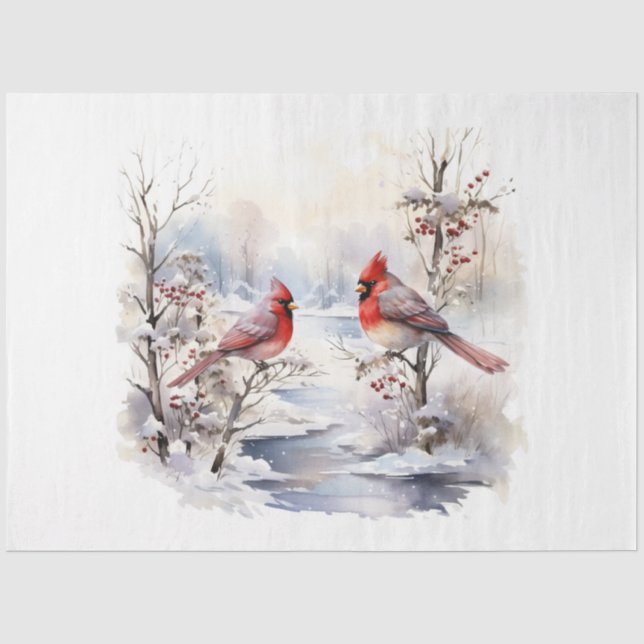 Papel De Seda Una serie de cardenal de invierno Diseño 3 (Anverso)