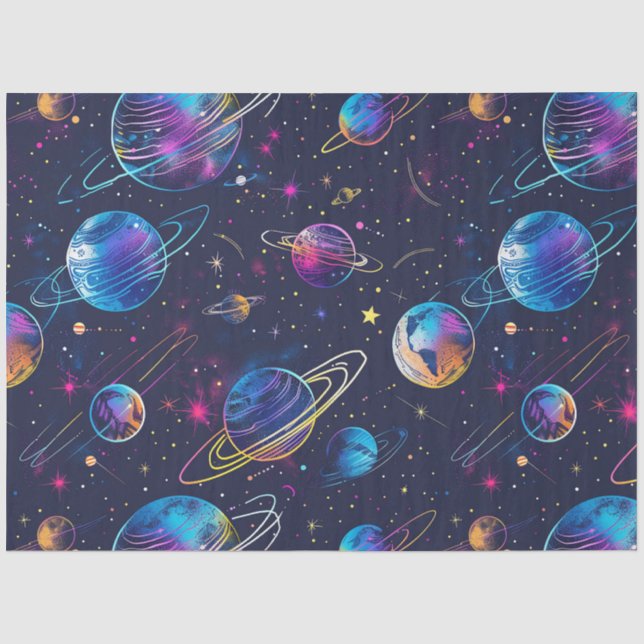 Papel De Seda Una serie de diseño de cosmos de neón 9 (Anverso)
