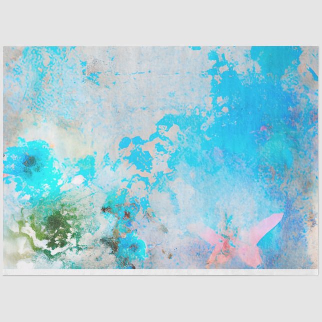 Papel De Seda Una serie de diseño de efímera shabby chic azul 6 (Anverso)