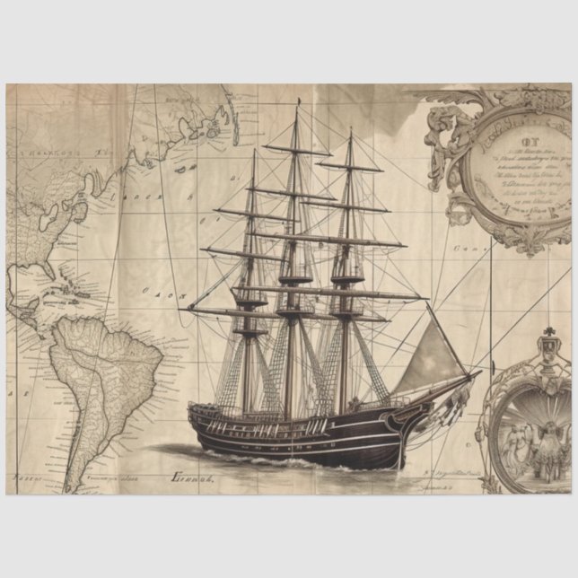 Papel De Seda Una serie de diseño de mapas náuticos 5 (Anverso)