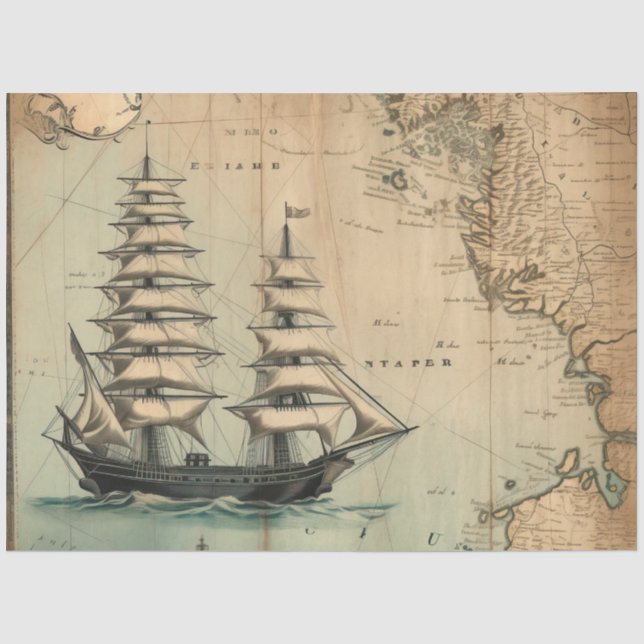 Papel De Seda Una serie de diseño de mapas náuticos 7 (Anverso)