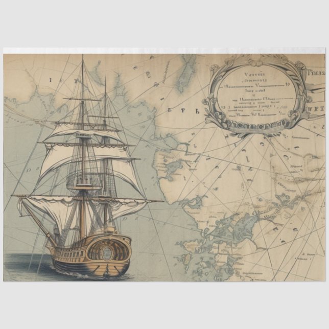 Papel De Seda Una serie de diseño de mapas náuticos 9 (Anverso)