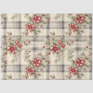 Papel De Seda Una serie de diseño floral de tartán de Navidad #1