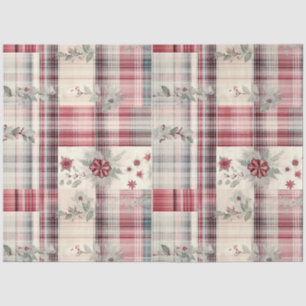 Papel De Seda Una serie de diseño floral de tartán de Navidad #2