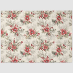 Papel De Seda Una Serie de Diseño Floral de Tartán de Navidad #2