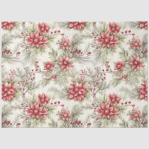 Papel De Seda Una serie de diseño floral de tartán de Navidad #2