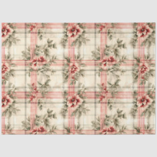 Papel De Seda Una serie de diseño floral de tartán de Navidad #5