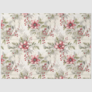 Papel De Seda Una Serie de Diseño Floral de Tartán de Navidad #7