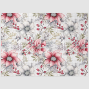 Papel De Seda Una Serie de Diseño Floral de Tartán Navideño #4