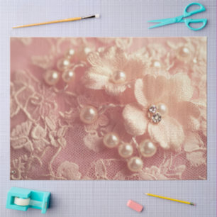 Papel De Seda Una serie de diseño Pink Pearl y encaje #3