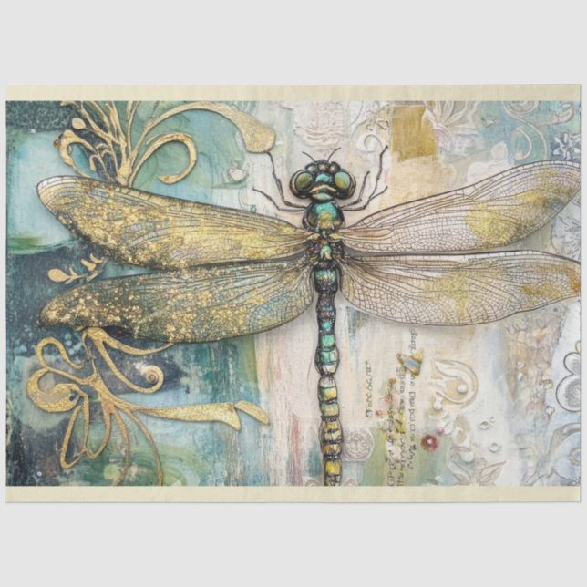 Papel De Seda Una serie de libélulas artísticas Diseño #5 (Anverso)