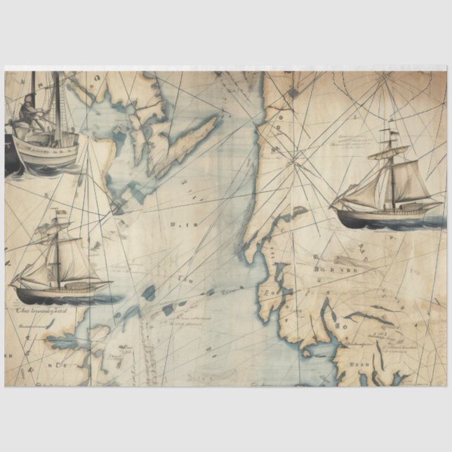 Papel De Seda Una serie de mapas náuticos diseño 1 (Anverso)