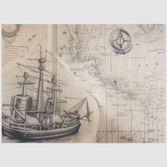 Papel De Seda Una serie de mapas náuticos diseño 2 (Anverso)