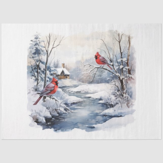 Papel De Seda Una Serie Winter Cardinal Diseño 5 (Anverso)