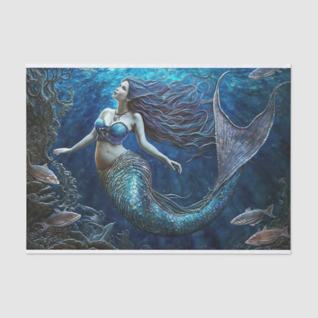 Papel De Seda Una sirena en la profundidad del océano (Anverso)