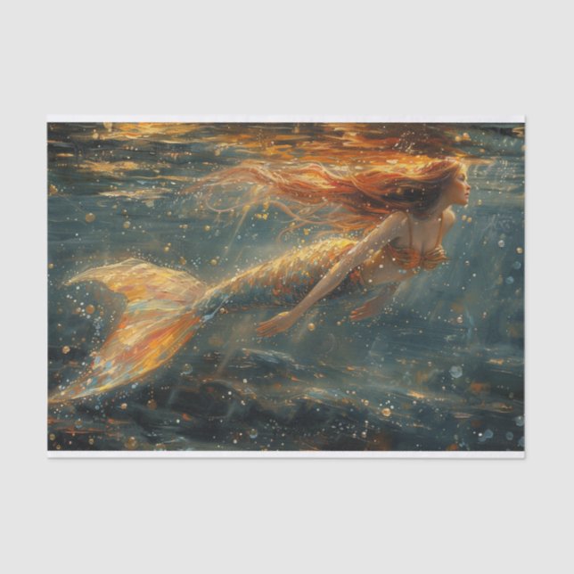 Papel De Seda Una sirena mirando la superficie del agua (Anverso)