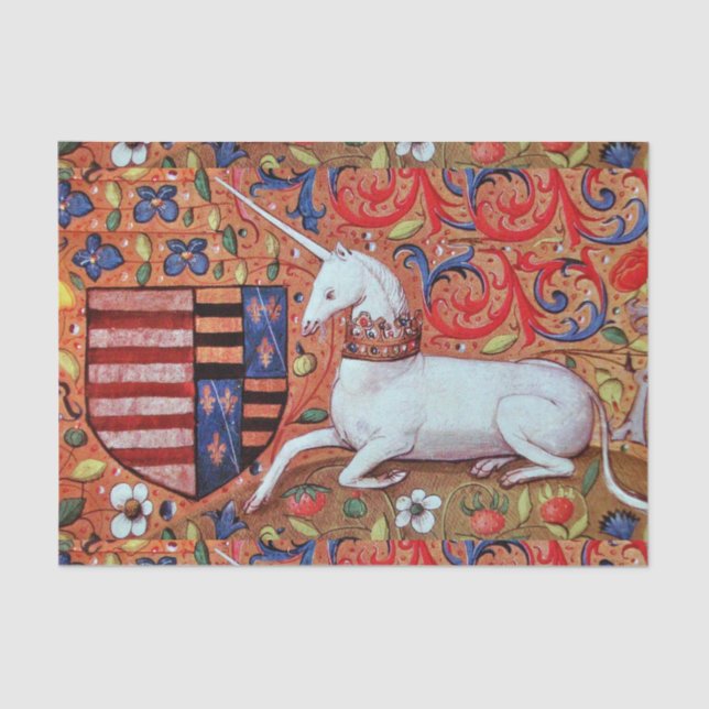 PAPEL DE SEDA UNICORN, FLORES DE FANTASÍA MEDIEVALES, HERRAMIENT (Anverso)