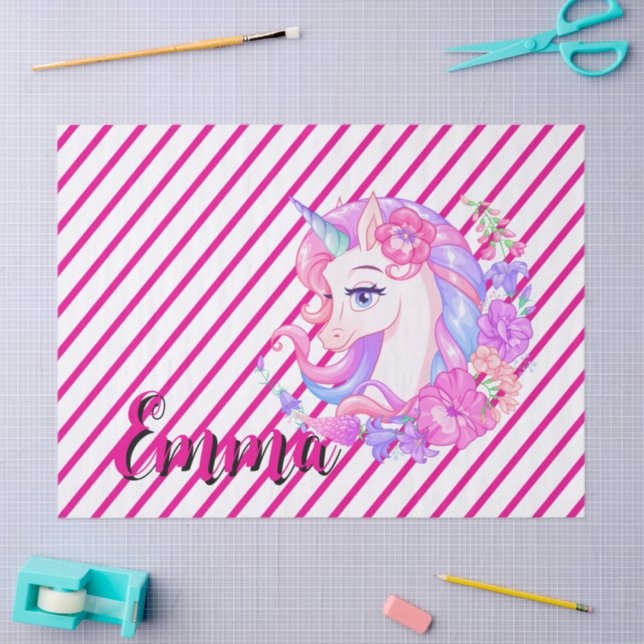 Papel De Seda unicorn & personalize your name (Artesanía)