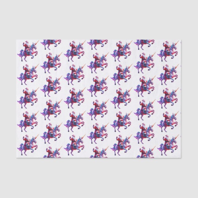 Papel De Seda Unicorn Riding Santa (Anverso)
