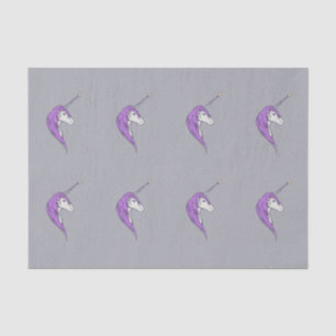 Papel De Seda Unicornio blanco de la melena púrpura con el