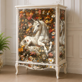 Papel De Seda Unicornio Blanco Pradera Floral Fantasía Arte Cuen