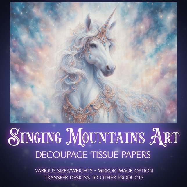 Papel De Seda Unicornio Celestial Caprichoso Decoupage  (Subido por el creador)
