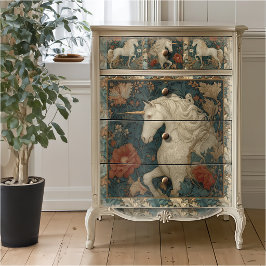 Papel De Seda Unicornio de estilo botánico vintage de William Mo
