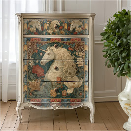 Papel De Seda Unicornio de estilo floral medieval de William Mor