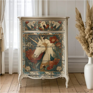 Papel De Seda Unicornio de estilo William Morris floral de jade