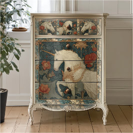 Papel De Seda Unicornio de jade floral medieval estilo William M