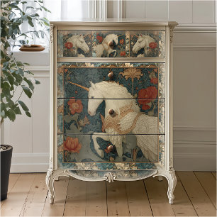 Papel De Seda Unicornio de jade floral medieval estilo William M