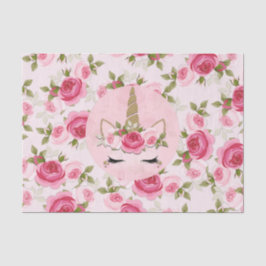 Papel De Seda Unicornio Dorado Rosas Florales Rosadas Lindas Mod