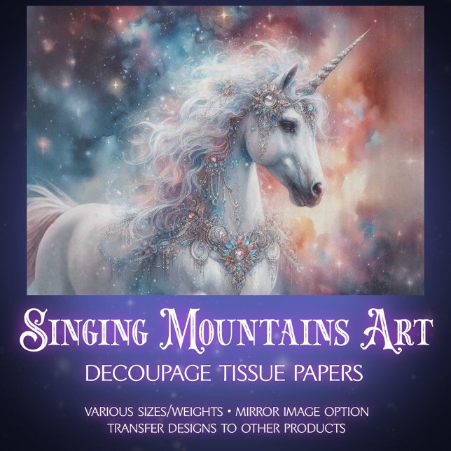 Papel De Seda Unicornio Encantado Bajo las Estrellas Decoupage  (Subido por el creador)