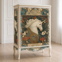 Unicornio estilo William Morris Arte Nouveau botán