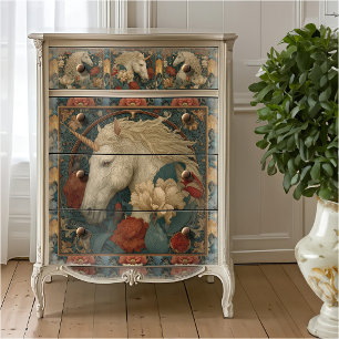 Papel De Seda Unicornio floral rojo victoriano estilo William Mo