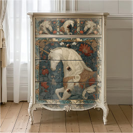 Papel De Seda Unicornio floral rojo vintage estilo William Morri