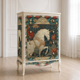 Papel De Seda Unicornio floral vintage inspirado en William Morr