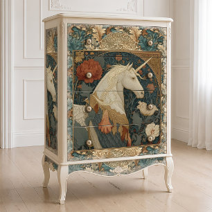 Papel De Seda Unicornio floral vintage inspirado en William Morr