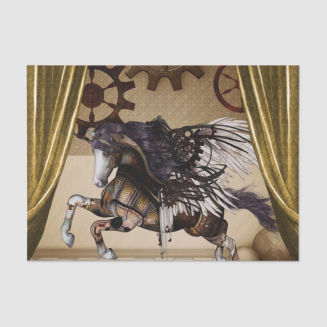 Papel De Seda Unicornio impresionante del steampunk (Anverso)