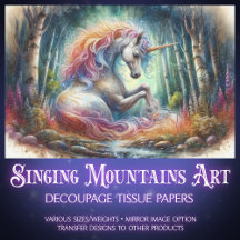 Unicornio Pacífico en Decoupage de Bosque Encantad