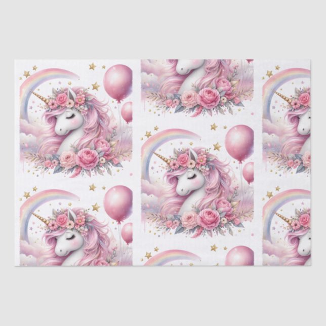 Papel De Seda Unicornio rosa (Anverso)