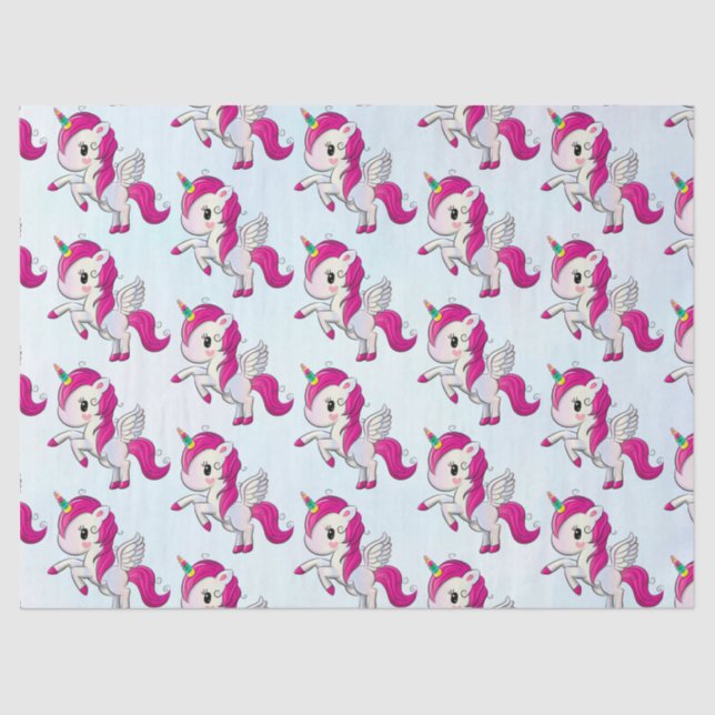 Papel De Seda Unicornio rosado con alas (Anverso)