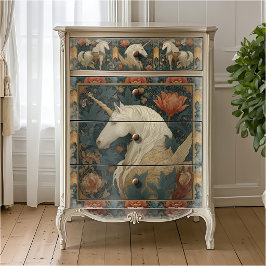 Papel De Seda Unicornio vintage jade rojo estilo William Morris