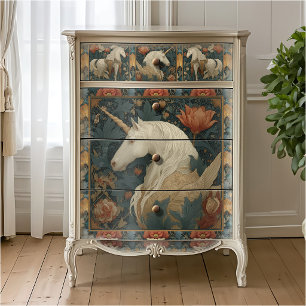 Papel De Seda Unicornio vintage jade rojo estilo William Morris
