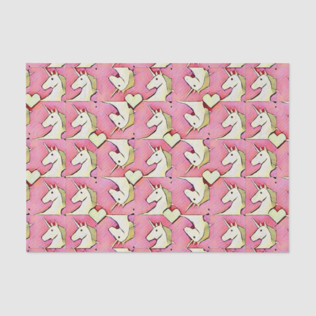 Papel De Seda Unicornios y corazones (Anverso)