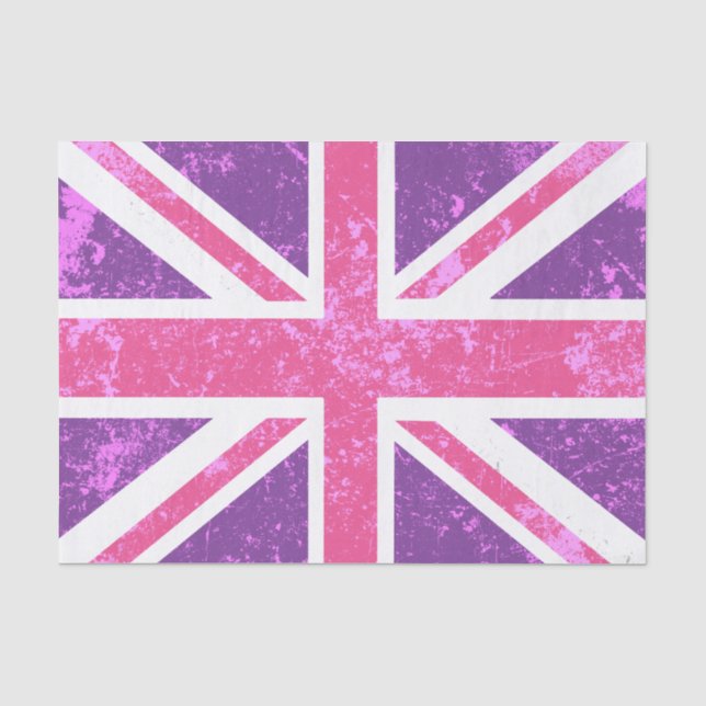 Papel De Seda Union Jack, púrpura y rosa (Anverso)