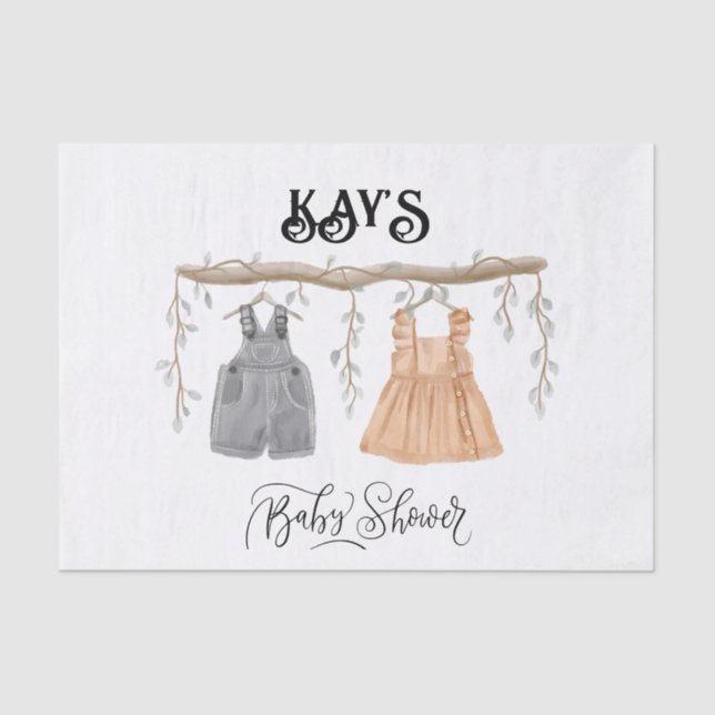 Papel De Seda Unisex Twins Greenery Floral Baby Shower (Anverso)