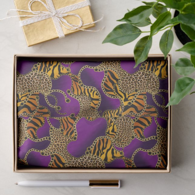 Papel De Seda Urban Baroque Gold Chains Animal Print (Regalo )