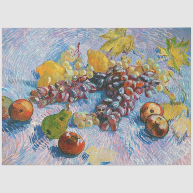 Papel De Seda Uvas, leones, peras y manzanas, Van Gogh (Anverso)